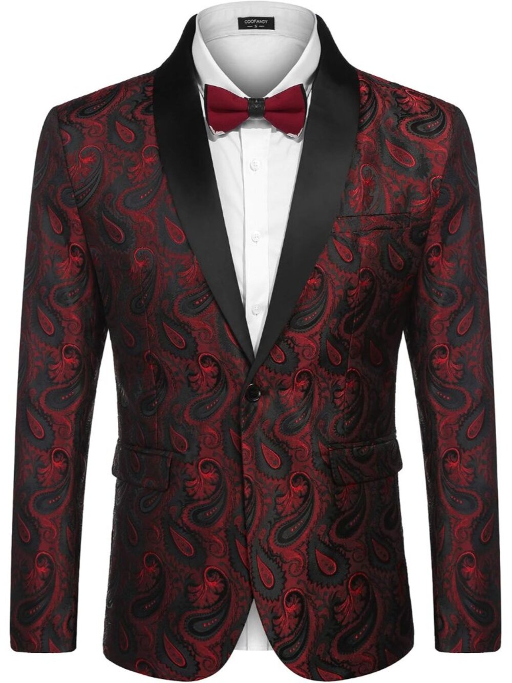 Mens Floral Tuxedo Jacket Paisley Shawl Lapel Suit Blazer Jacket for Dinner,Prom